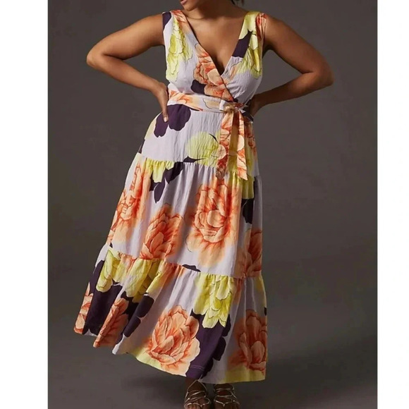 Anthropologie Maeve NEW Floral Wrap Maxi Dress 26W - Picture 1 of 14